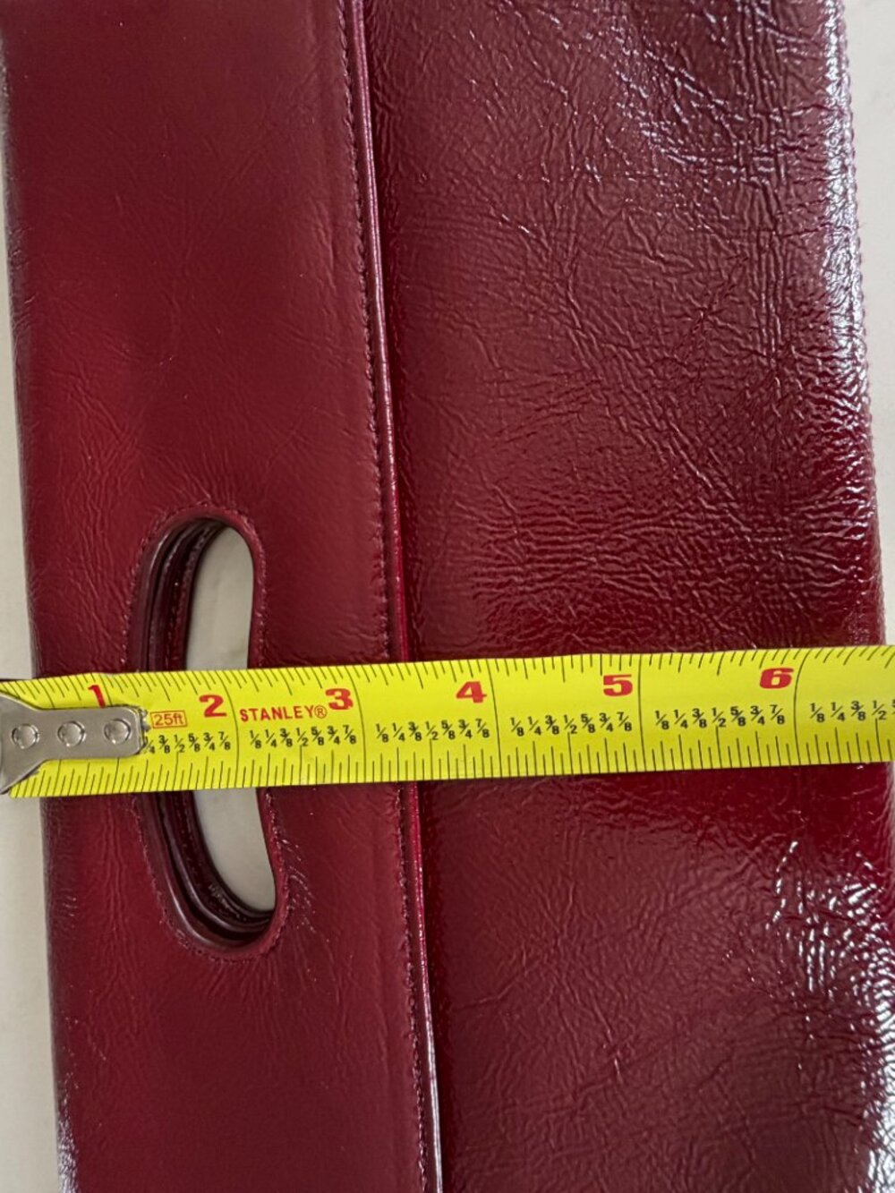 Vintage HOBO International Red Patent Leather Cutout Handle Clutch - Picture 12 of 14
